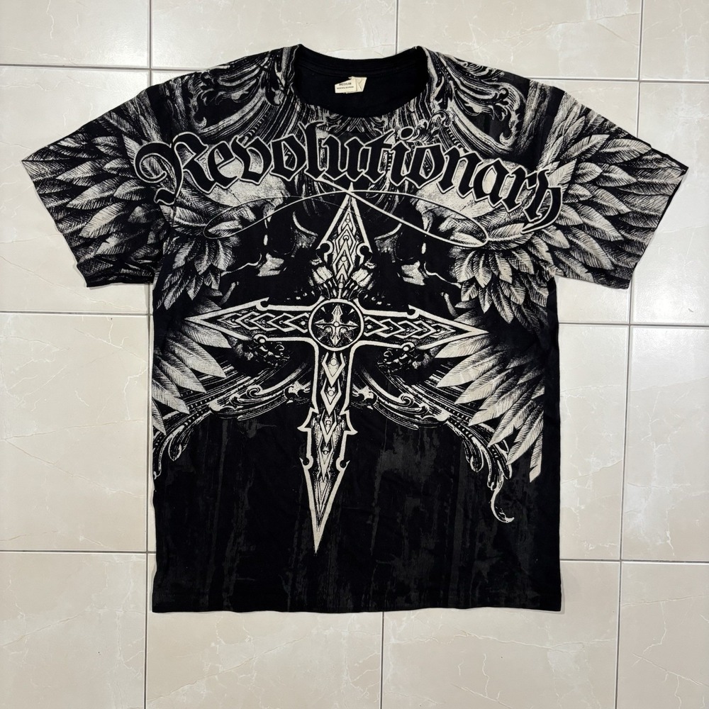Vintage AOP Y2K T-Shirt Large Cyber Grunge Affliction Style Jesse Pinkman Men M